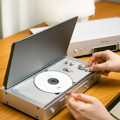 我用我的CD播放机听音乐。