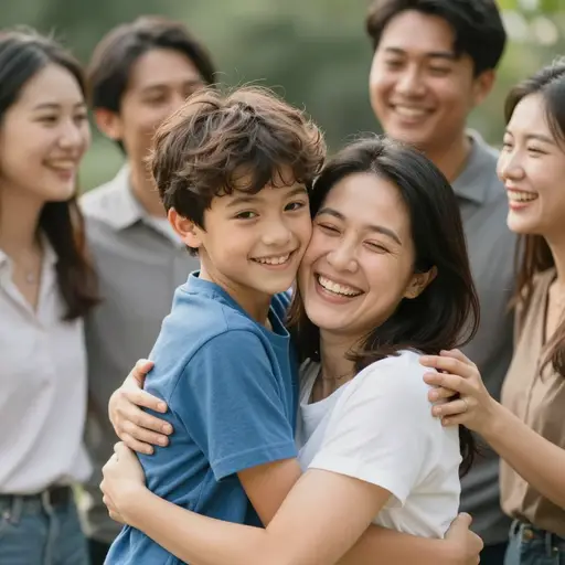 我爱我的妈妈和我的朋友们。