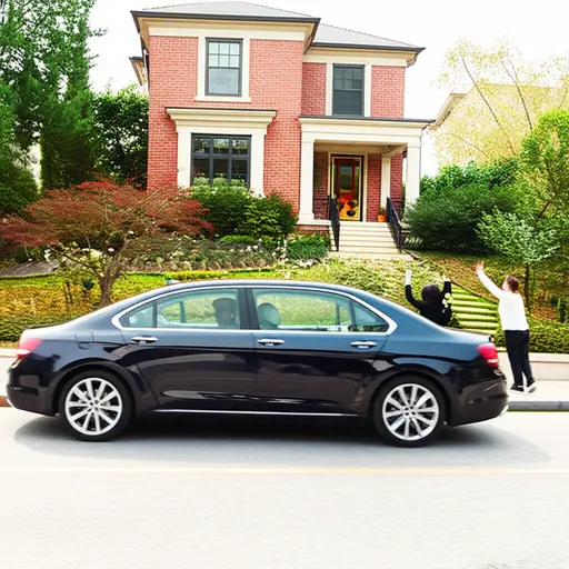 当我们开车经过时，他们从自家的花园向我们挥手。