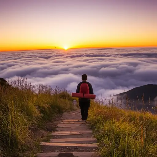 徒步旅行很艰难，不过山顶的景色值得。