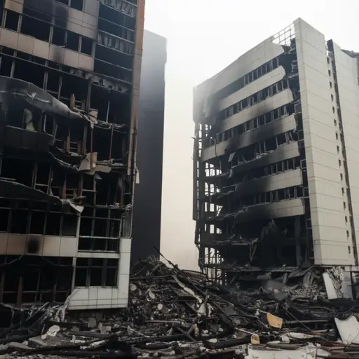 两栋建筑都受到了火灾的严重损毁。