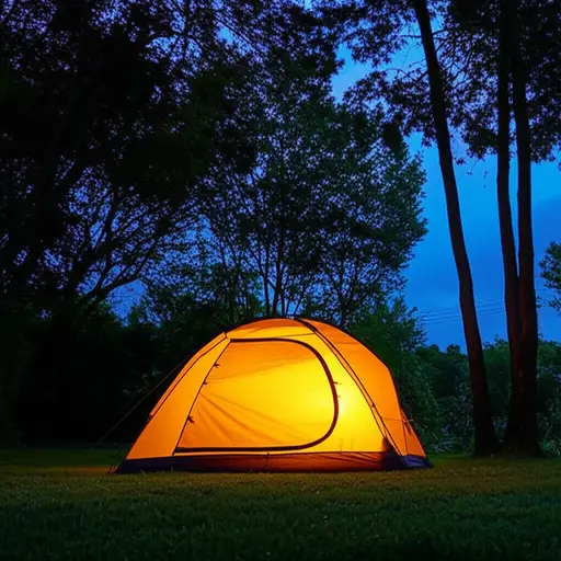 他们在后院搭了个帐篷过夜。