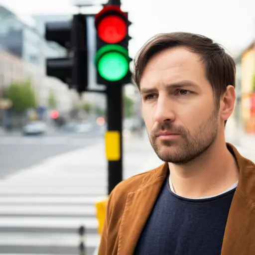 他是色盲，很难区分红色和绿色。