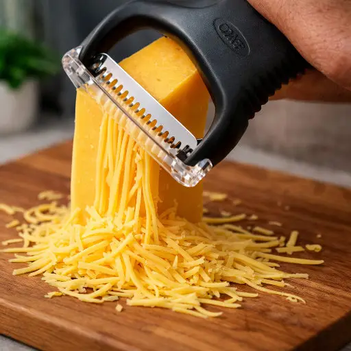 他正在刨芝士。