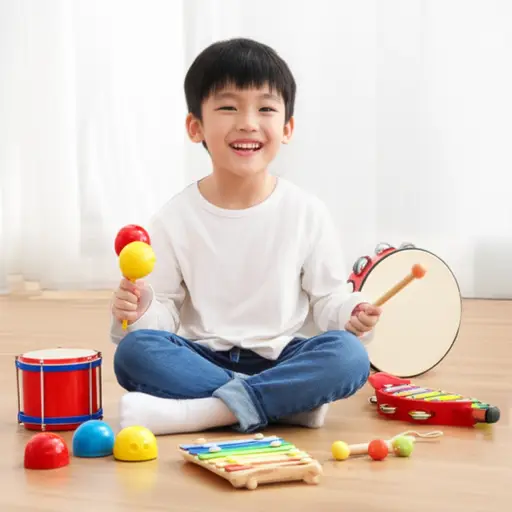 我弟弟喜欢玩音乐玩具。