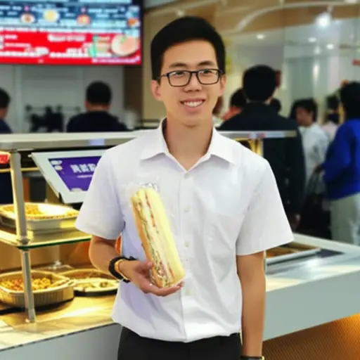 我去食堂买了个三明治。