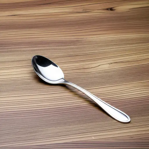 桌子上有一把银色的勺子。