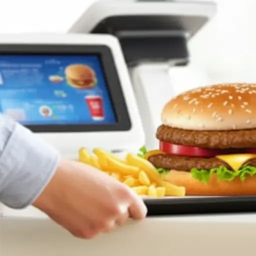 请给我一个汉堡和标准份的薯条。