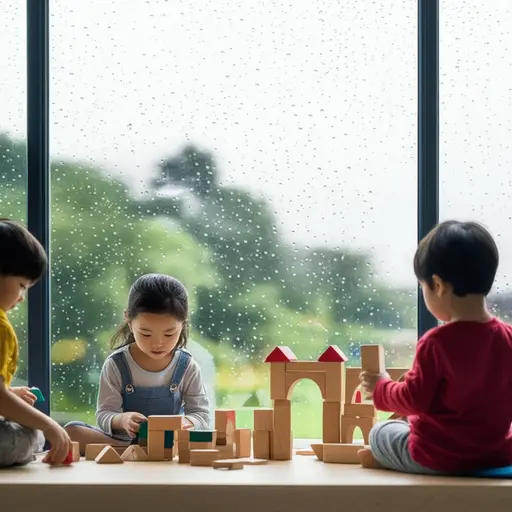 下雨天，我们就在室内玩。