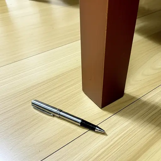 我的笔滚到桌子下面去了。