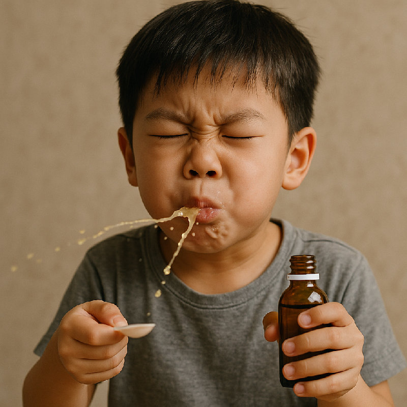 他把苦药吐了出来。