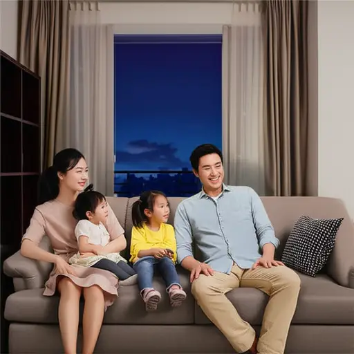 我们一家人晚上喜欢在客厅看电视。