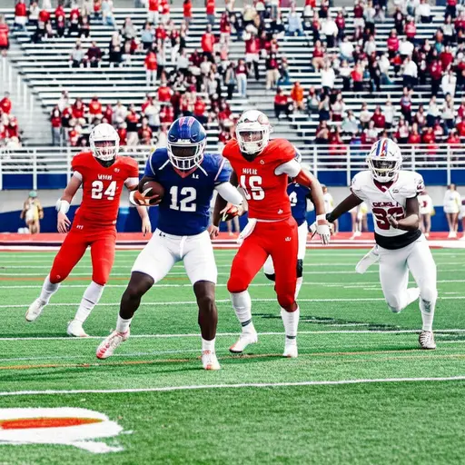 我们学校的橄榄球队在全国比赛中表现得很出色。