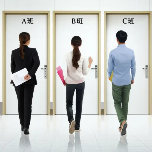 学生们根据他们的语言水平被分到不同的班级。