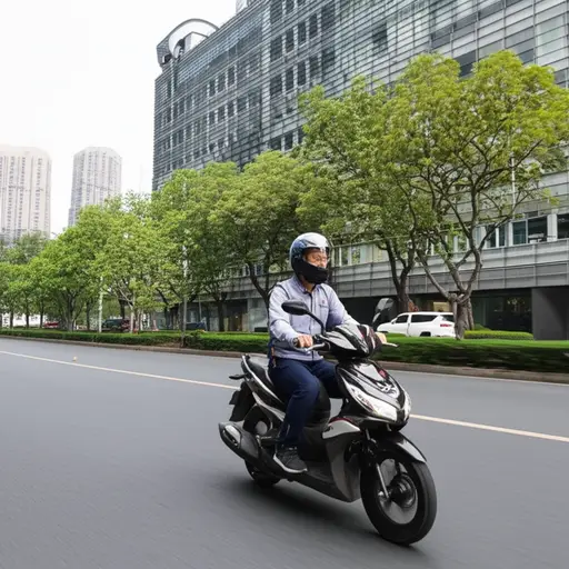 我每天骑摩托车上班。