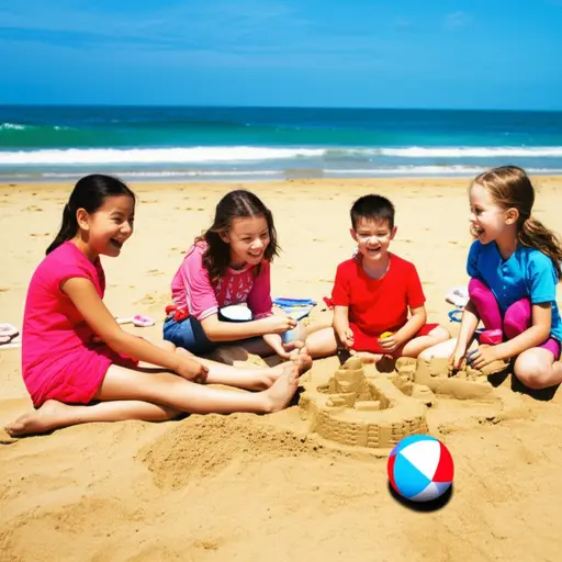 我们在海滩玩得很开心。