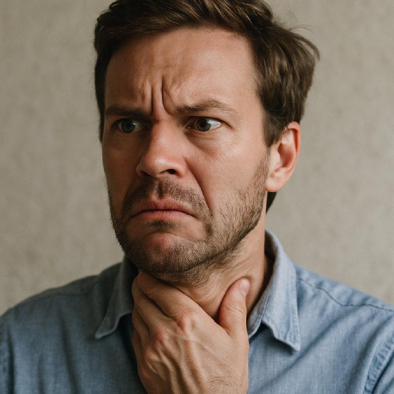 当他听到那个久违的名字时，喉咙顿时发紧。