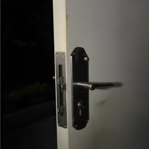 窃贼是从后门破门而入的。