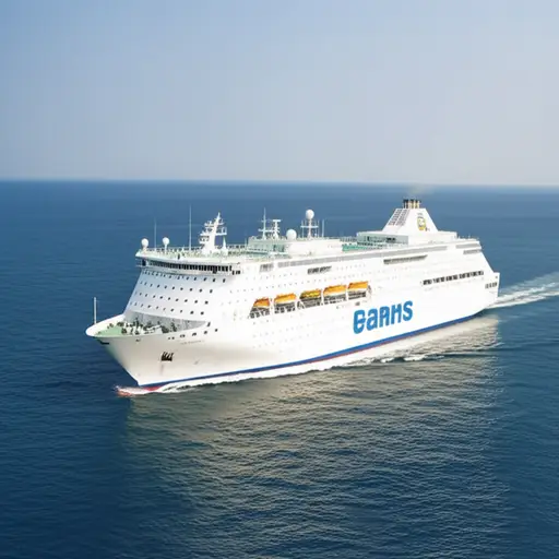 看！海上有艘大船。