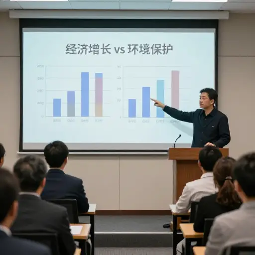 在辩论中，他提出了我们应该优先考虑经济增长还是环境保护的问题。
