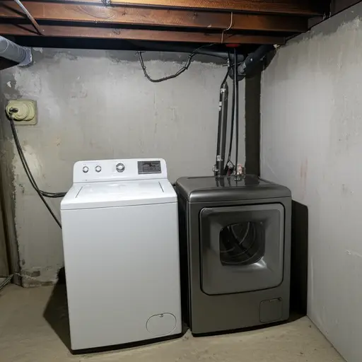 洗衣机和烘干机在地下室里。