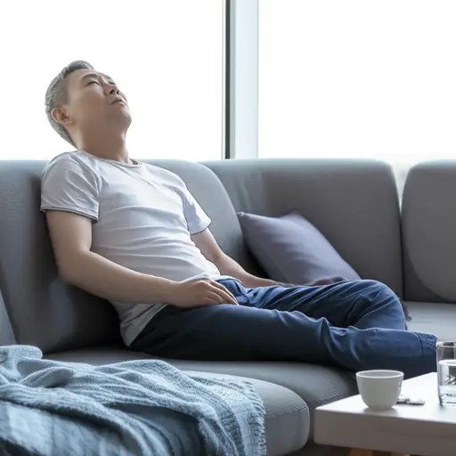 我爸爸感冒了，所以他待在家里休息。