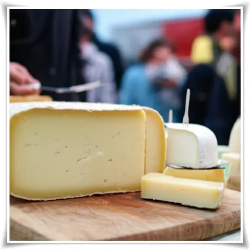 我在市场尝到了一些美味的山羊奶酪。