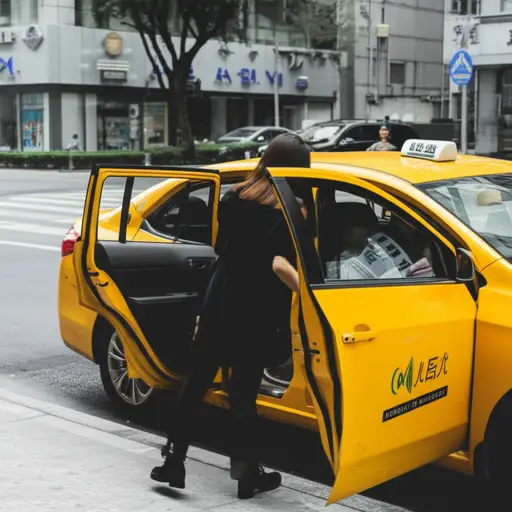 她迅速上了出租车。