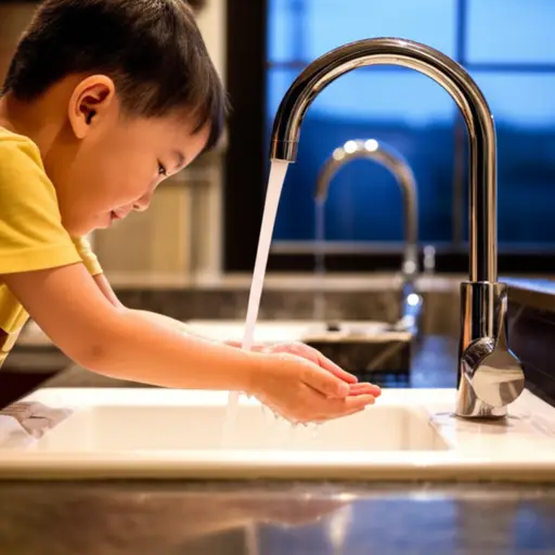 晚饭前去洗手洗脸。