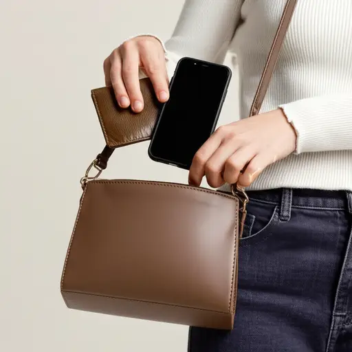 她把手机和钱包都放进了小手包里。