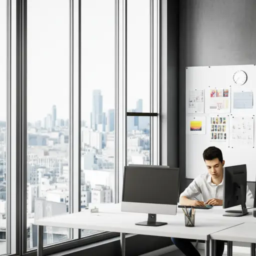 他在当地的一家广告公司工作。