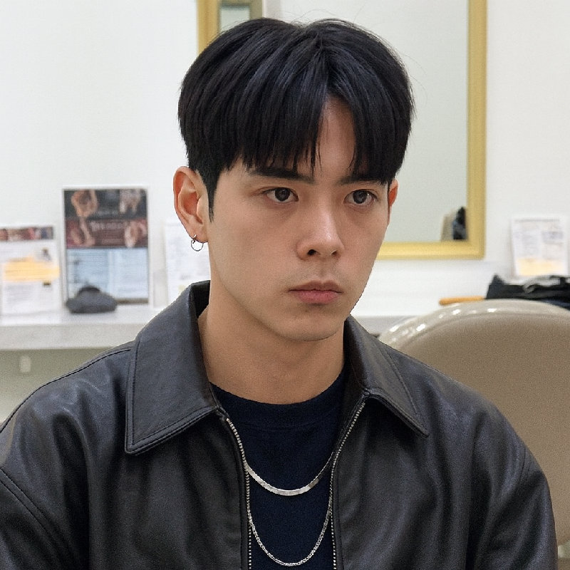 他决定尝试中分来换个造型。