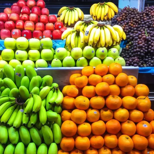 市场上有许多不同种类的水果。