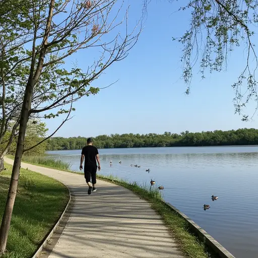 我喜欢在这些湖边散步，看鸭子和天鹅。