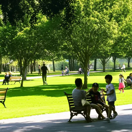 公园里有很多人。