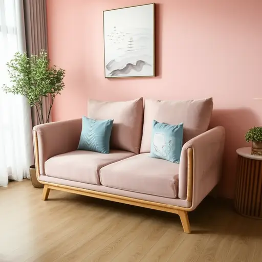 她喜欢用柔和的浅色调来装饰房间。