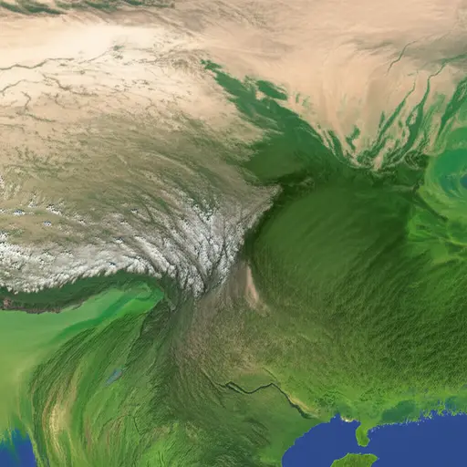 这个国家被一条山脉分成两个地区。