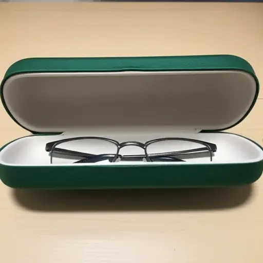 我把眼镜放在这个硬壳盒子里以防压坏。