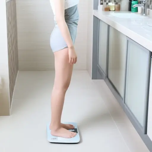 她每周在浴室的秤上称体重。