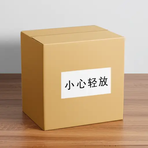 包裹上有一个标签写着‘小心轻放’。