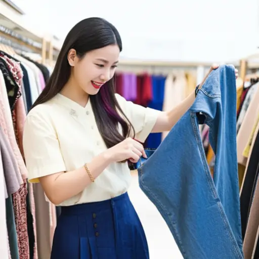 她偏爱用蓝色牛仔布做休闲裤。