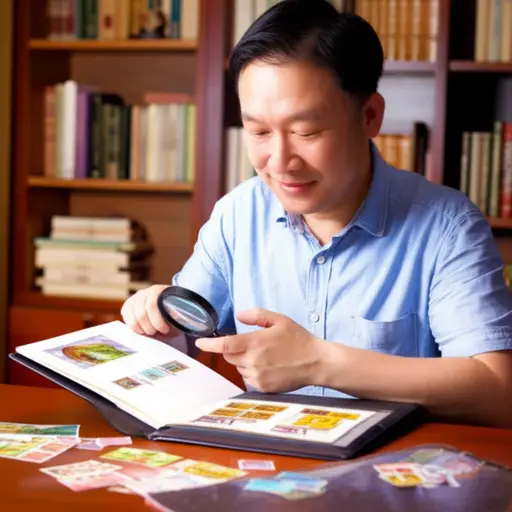 他展示了集邮是一个非常有趣的爱好。