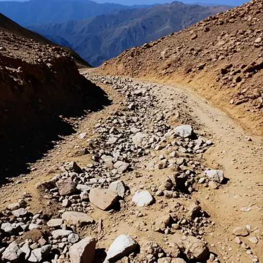 那是一条粗糙的山路，布满了石头和大坑。