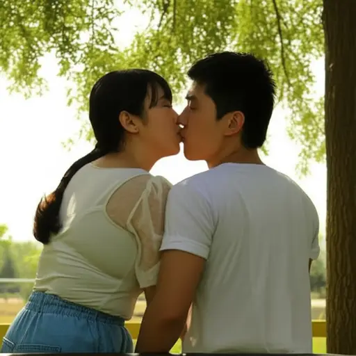 他亲了她的嘴唇。