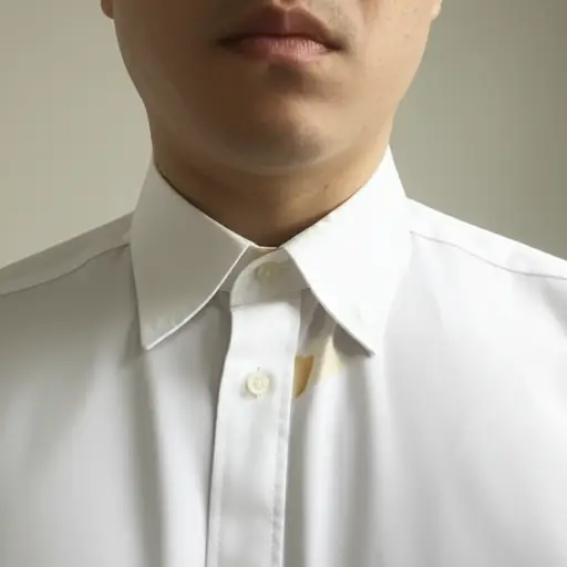 他把咖啡洒在了衬衫领子上。