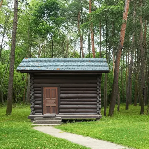 他独自住在偏远的小屋里。