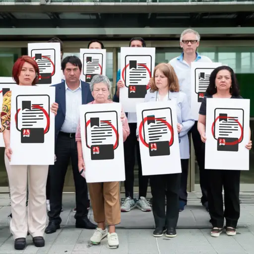 许多人抗议不公平的招聘做法。