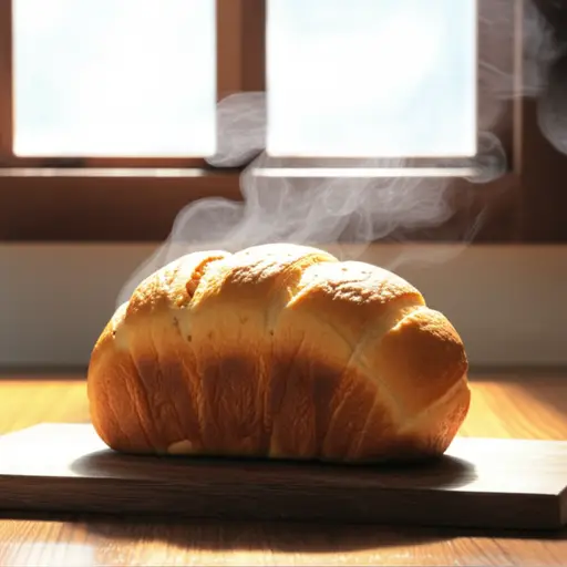 新鲜面包的香味充满了厨房。