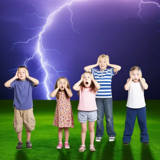 响亮的雷声把孩子们吓了一跳。