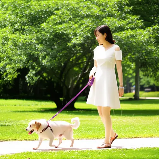 她把她的狗一起带到了公园。